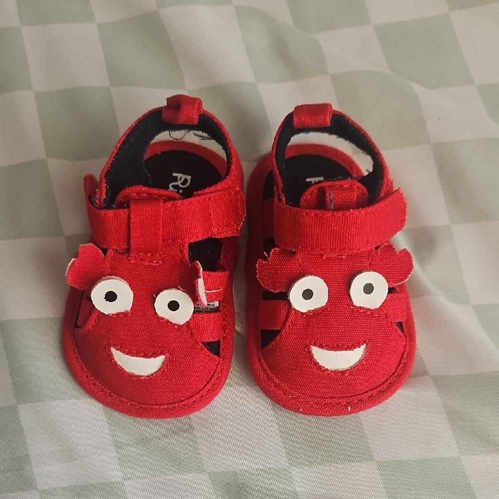 Rising Star Red Crab Face Baby Walker Sandals